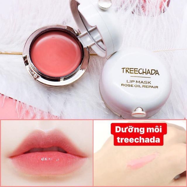 💄💄Son Khử thâm môi ,dưỡng môi làm hồng TREE CHADA LIP MASK ROSE OIL REPAIR THÁI