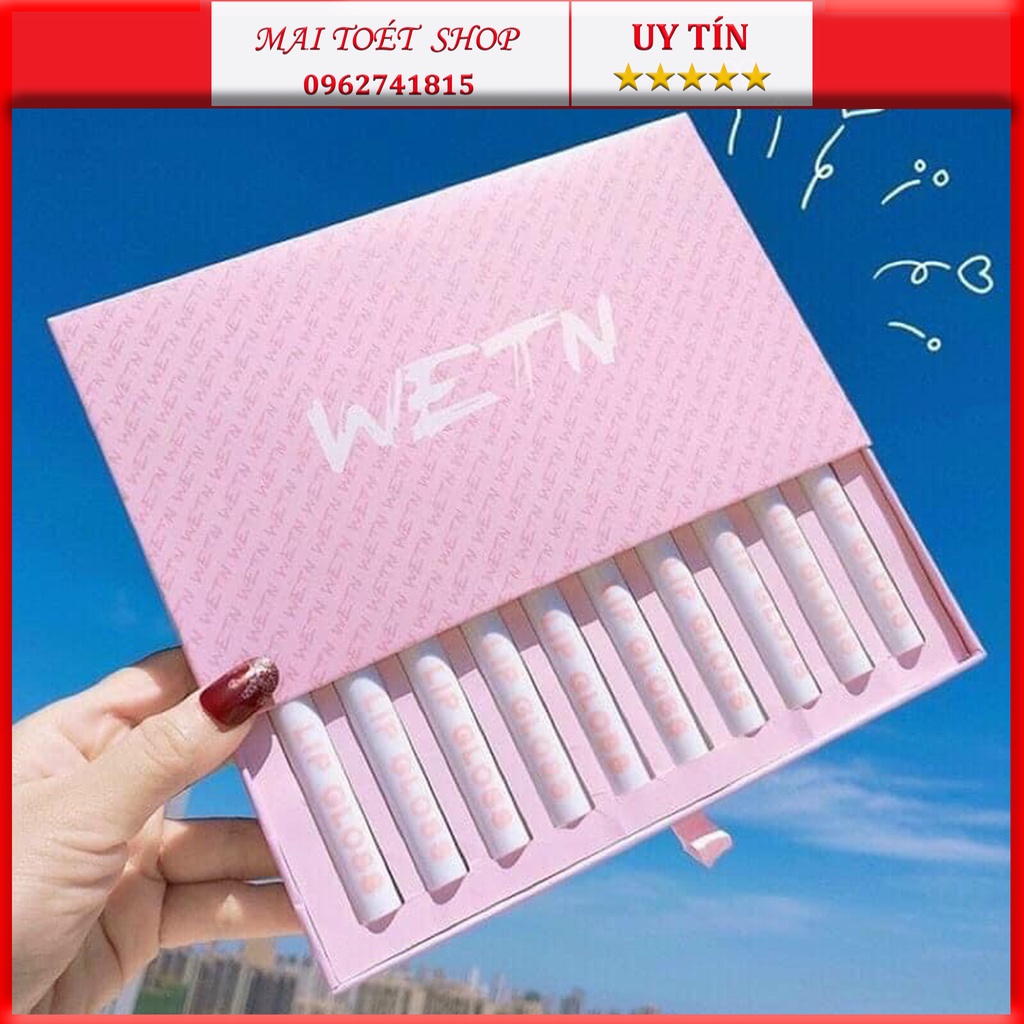 [New] Set Son Kem Nhung Lì 10 Cây WETN LIP GLOSS Siêu Hot - Bộ Son Kem Lì 10 Cây WETN Hồng