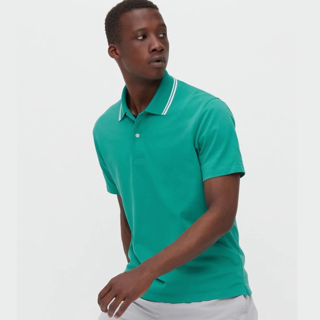 [Auth Uniqlo] Áo Polo Gai Tay Ngắn Cổ Áo Kẻ Sọc Dry Nam