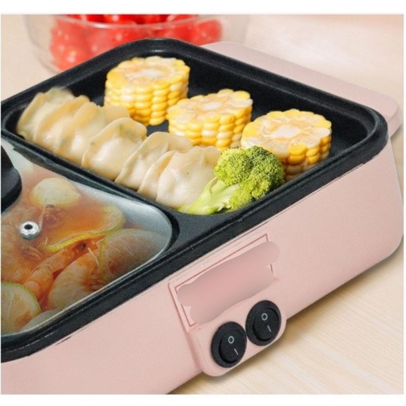Nồi Lẩu Nướng 2in1 Mini Hàn Quốc, Bếp Lẩu Nướng 2 Ngăn Đa Năng Hàn Quốc Cao Cấp