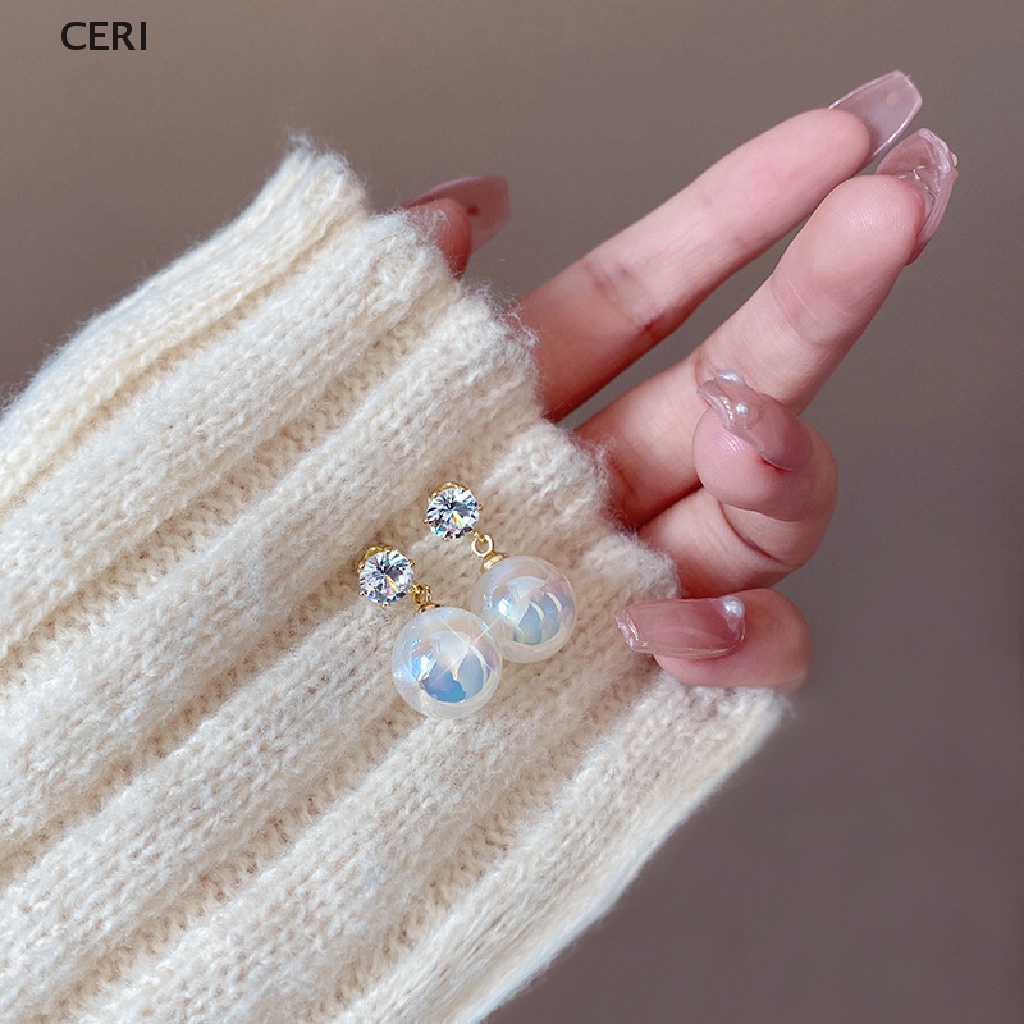 Khuyên Tai Dáng Dài Đính Hạt Ngọc Trai Vàng Phong Cách Nổi Tiếng Đơn Giản Thời Trang