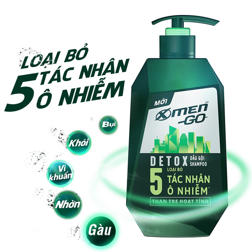 Dầu gội X-Men Go DETOX Than Tre Hoạt Tính 630G