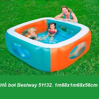 hồ bơi phao vuông 1m68x1m68 cao 51cm, thành cao dày Bestway. 51132