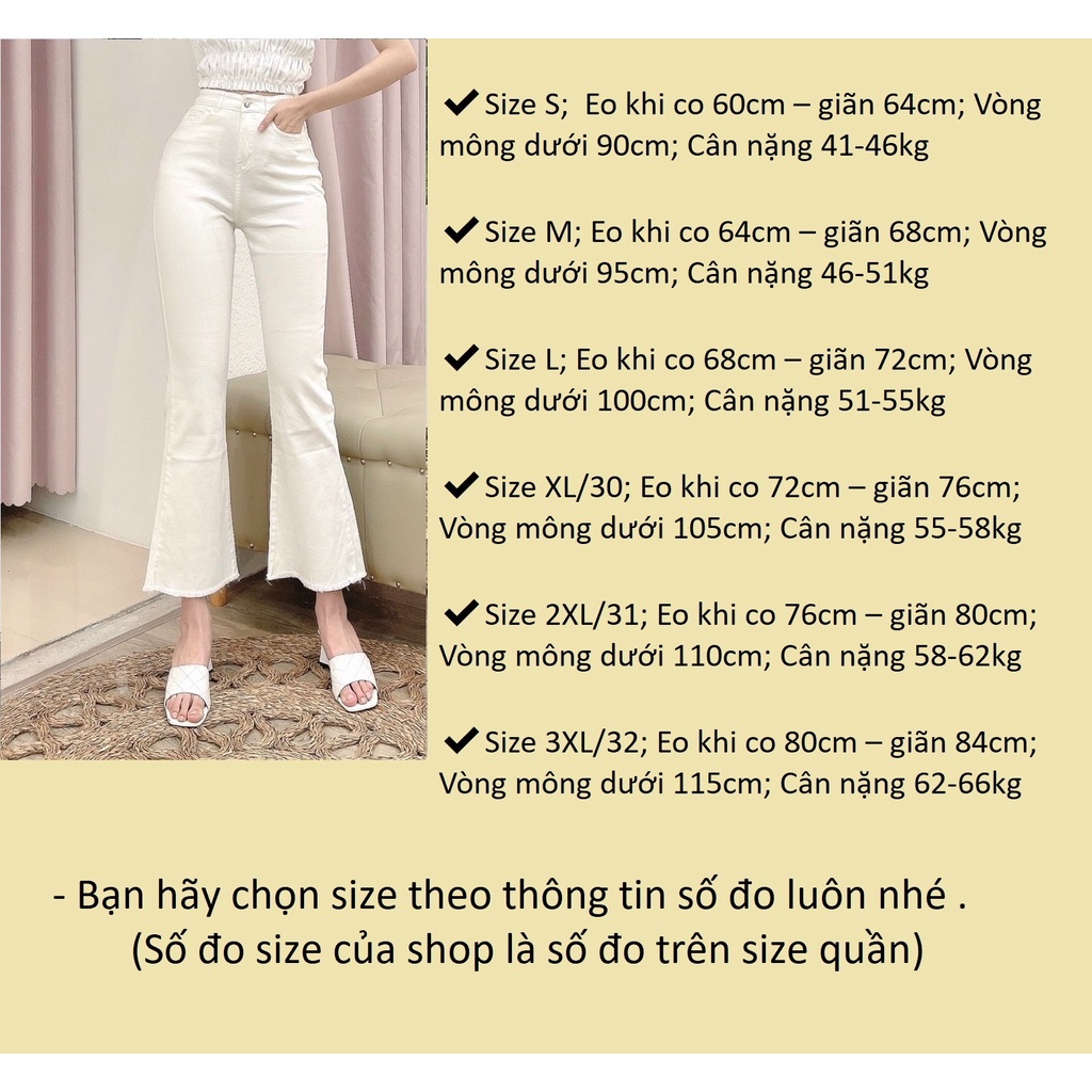 Quần jean ống loe lưng cao cắt gấu [có size lớn] QJ629