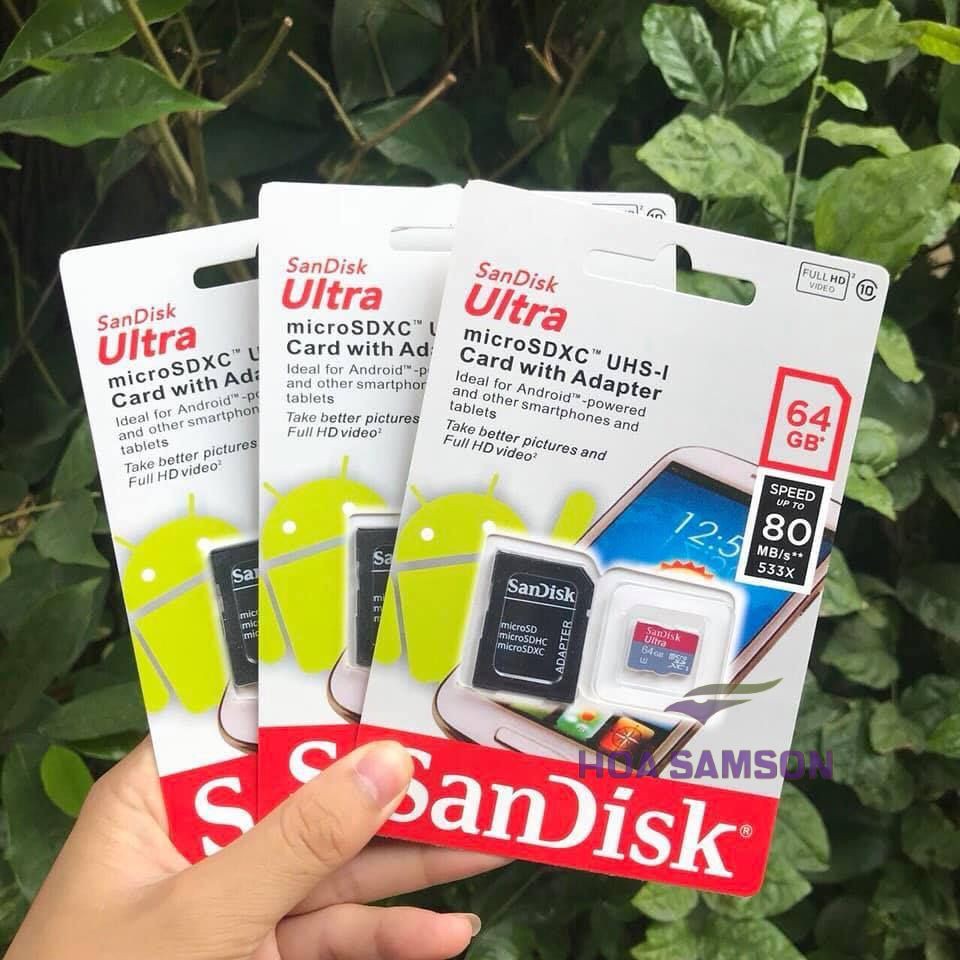 Thẻ nhớ sandisk 64GB /32Gb/16GB/8GB dùng điện thoại, máy ảnh - Thẻ nhớ tốc độ cao Class 10 Ultra 667x 100MB/s