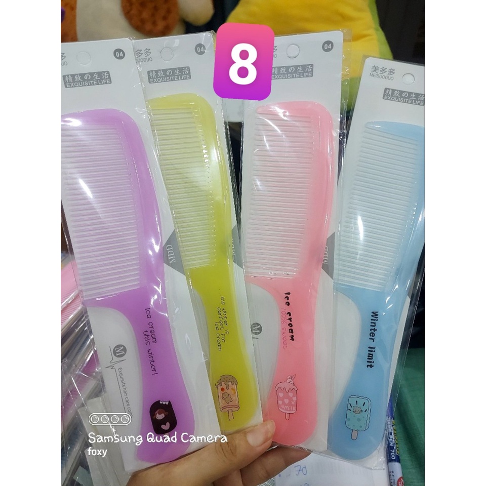 1 CÂY Lược chải tóc răng thưa dày nhiều mẫu họa tiết cute 21 cm,HCM