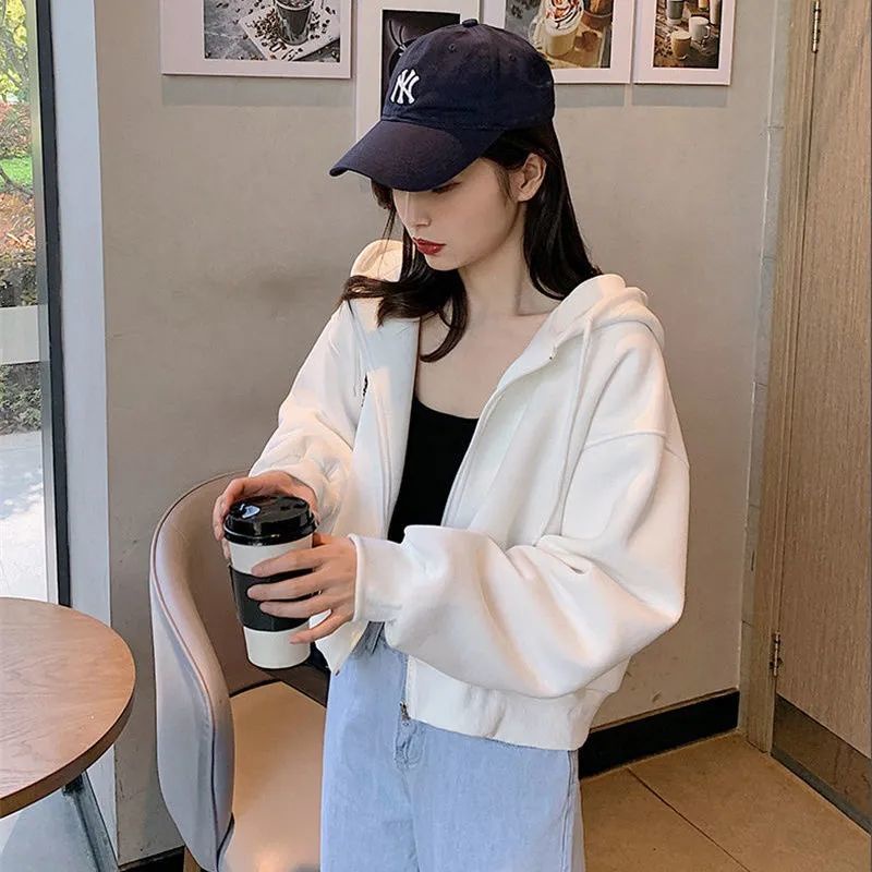 Áo hoodie tay dài màu sắc thời trang thu đông cho nữ 2021