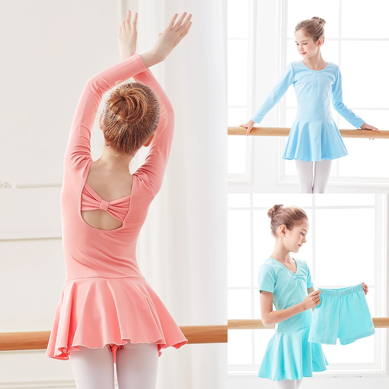 Trang Phục Múa Ba Lê Áo Tay Ngắn Quần Short Vải Cotton Thời Trang Cho Bé Gái