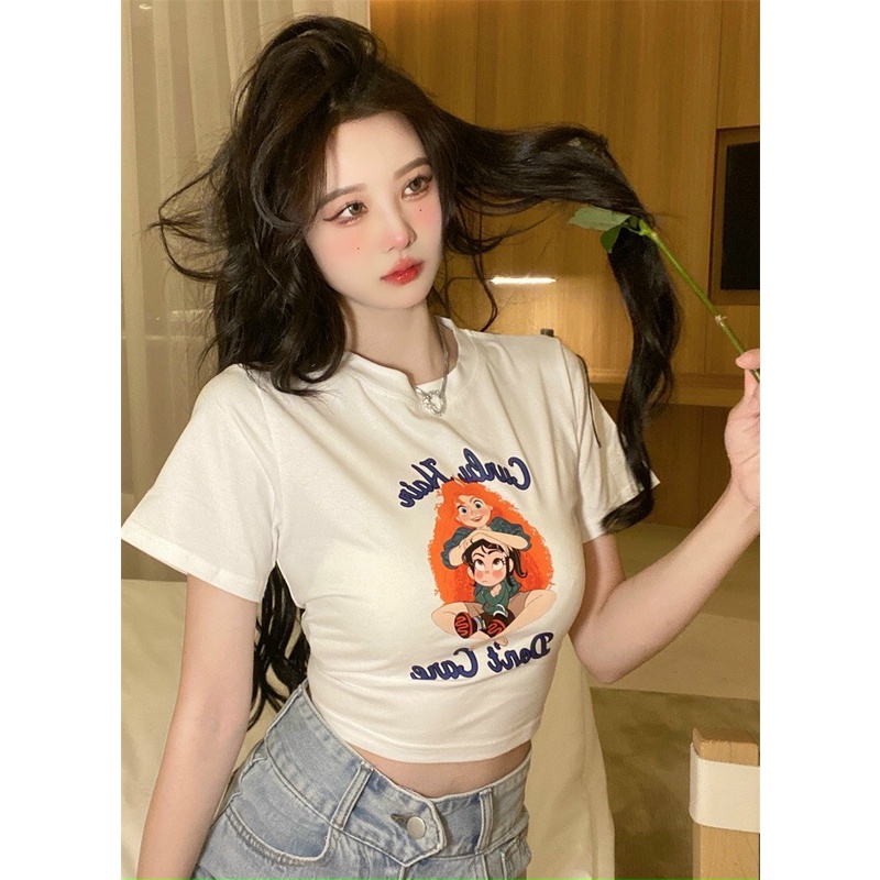 [VIDEO+FREESHIP ] ÁO CROPTOP KIỂU LỬNG NỮ CỔ TRÒN NGẮN TAY IN 2 CÔ BÉ MÀU TRẮNG MÀU ĐEN MỀM MỊN CO GIÃN CỰC CÁ TÍNH NITI