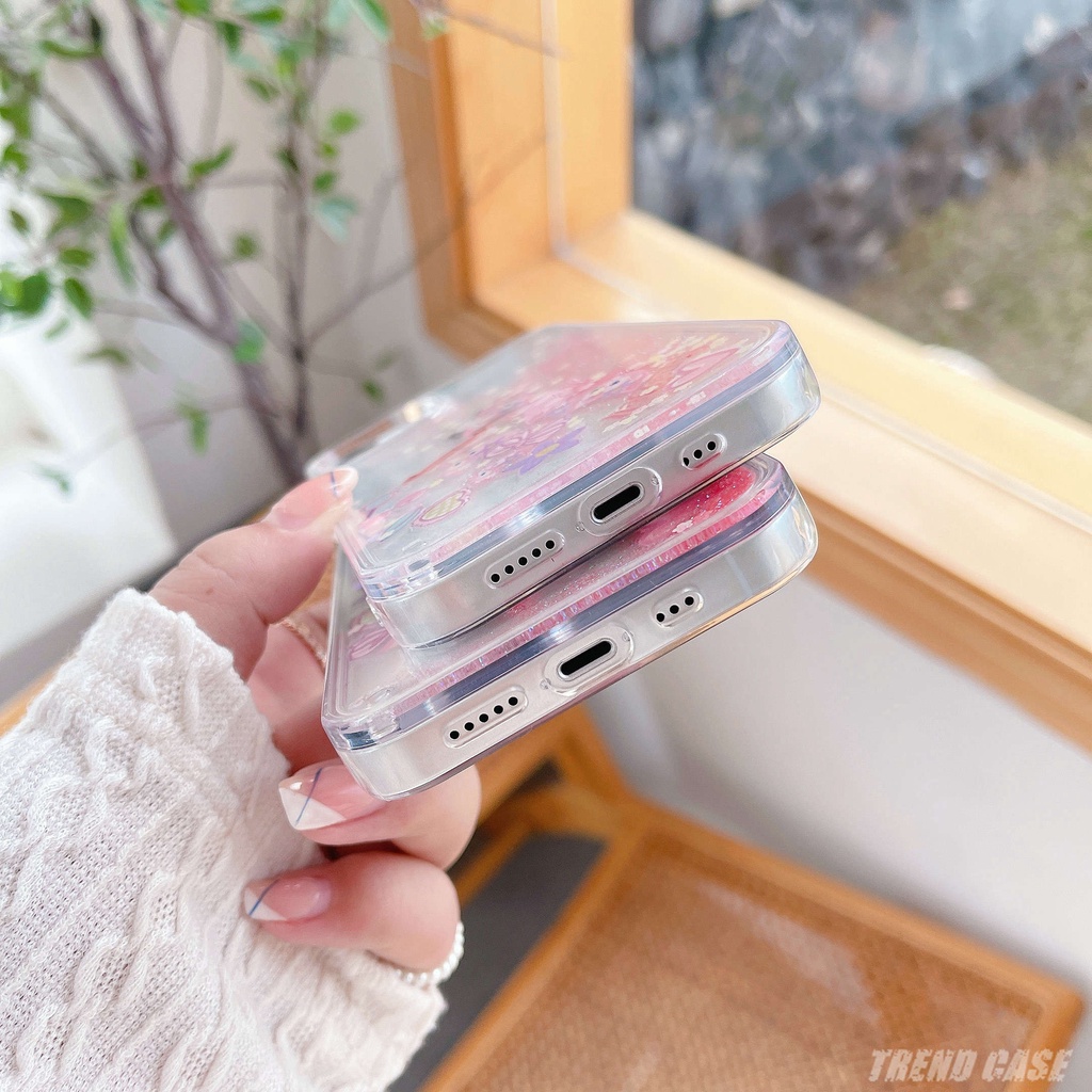 Ốp Điện Thoại TPU + PC Họa Tiết Hoạt Hình Phối Kim Tuyến Nước Cho iPhone 13 12 11 Pro MAX XS MAX XR X 7 8 plus