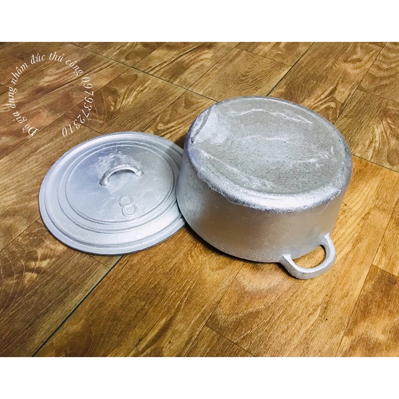 Nồi gang nấu cơm cháy đúc thủ công làng nghề số 8 [đk21cm]