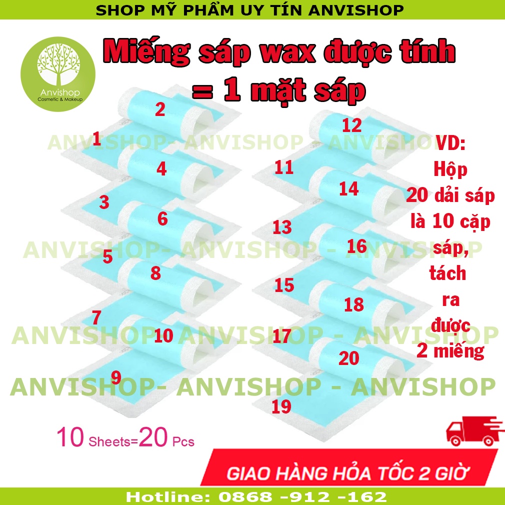 Sỉ Wax VEET triệt lông mặt và tẩy ria mép loại 20 dải ANVISHOP xanh nhạy cảm