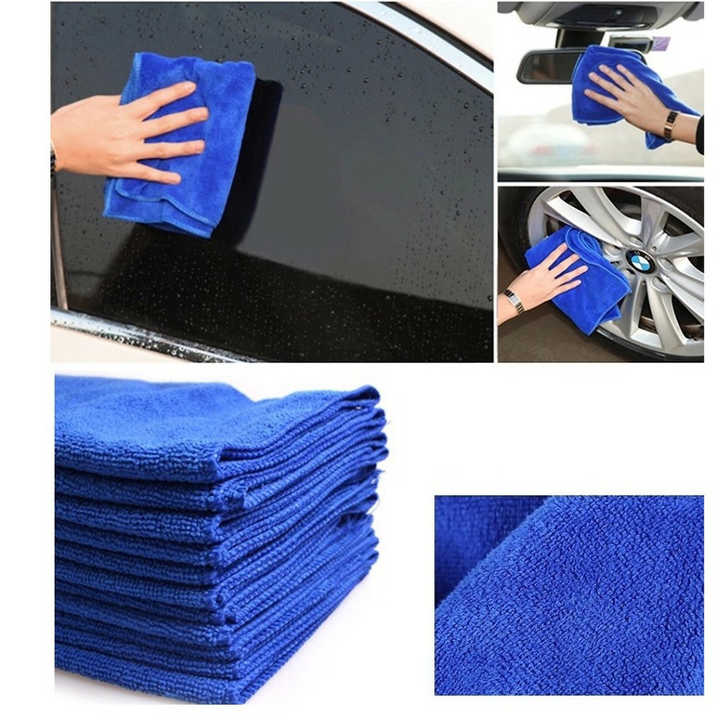 Khăn lau xe, khăn microfiber 😻[ Cỡ 35x40,FREESHIP]😻 mềm mịn thấm hút nước tốt chuyên dụng lau rửa xe hơi ôtô, xe máy