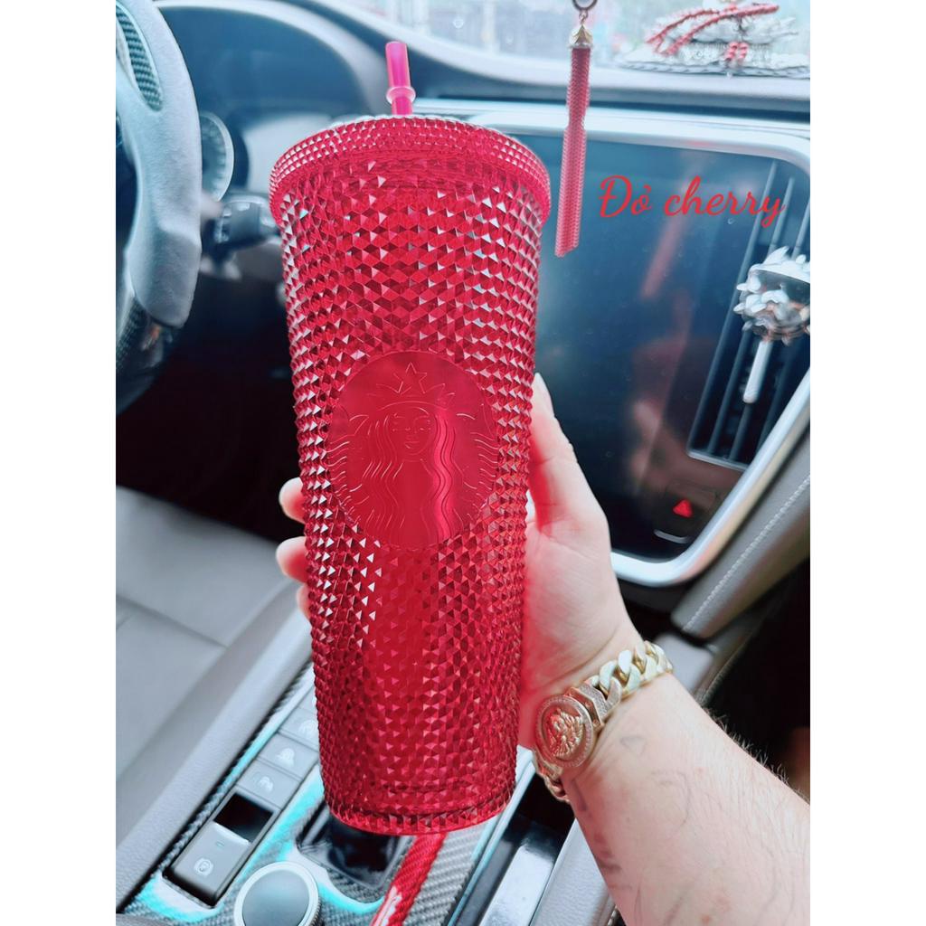 Ly uống nước starbucks 💧FREESHIP💧 Cốc starbucks gai có nắp đậy kèm ống hút 710ml
