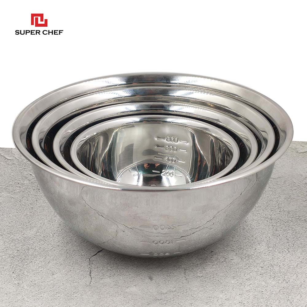 [Mã BMBAU50 giảm 7% đơn 99K] Thau Inox Dày Thành Cao Đo Thể Tích Super Chef Siêu Bền, Tiện Lợi