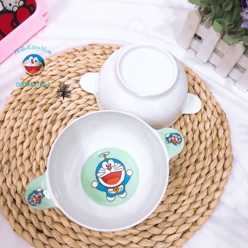 Chén 2 quai HelloKitty Doreamon