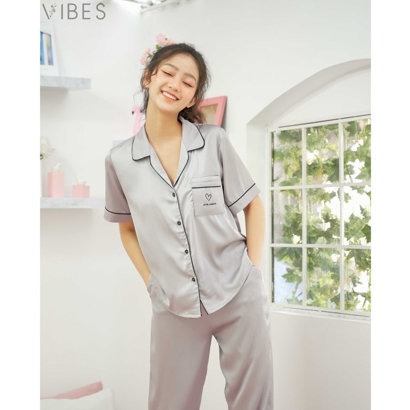 Bộ pijama nữ Lụa cao cấp VIBES Gray Long Py Set