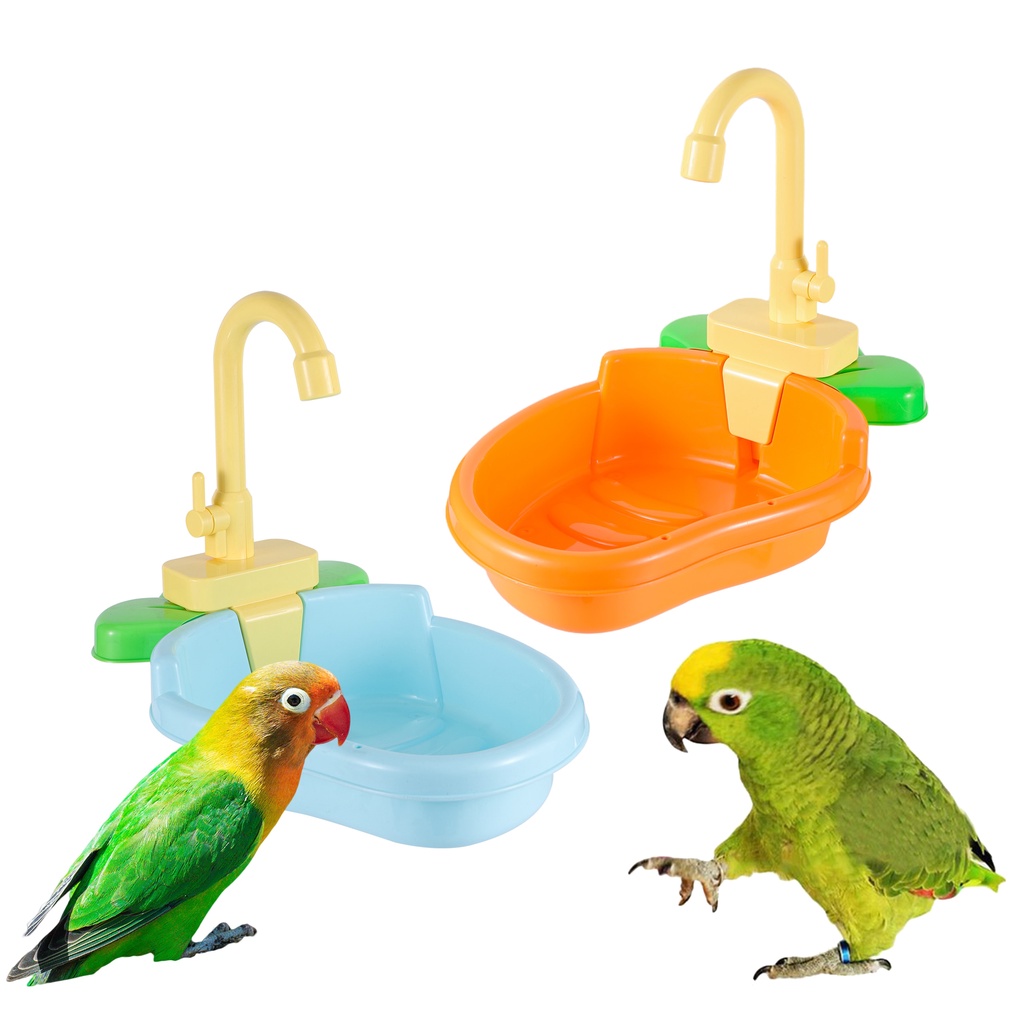 Bồn tắm cho chim tích hợp đồ chơi treo lồng chim vẹt