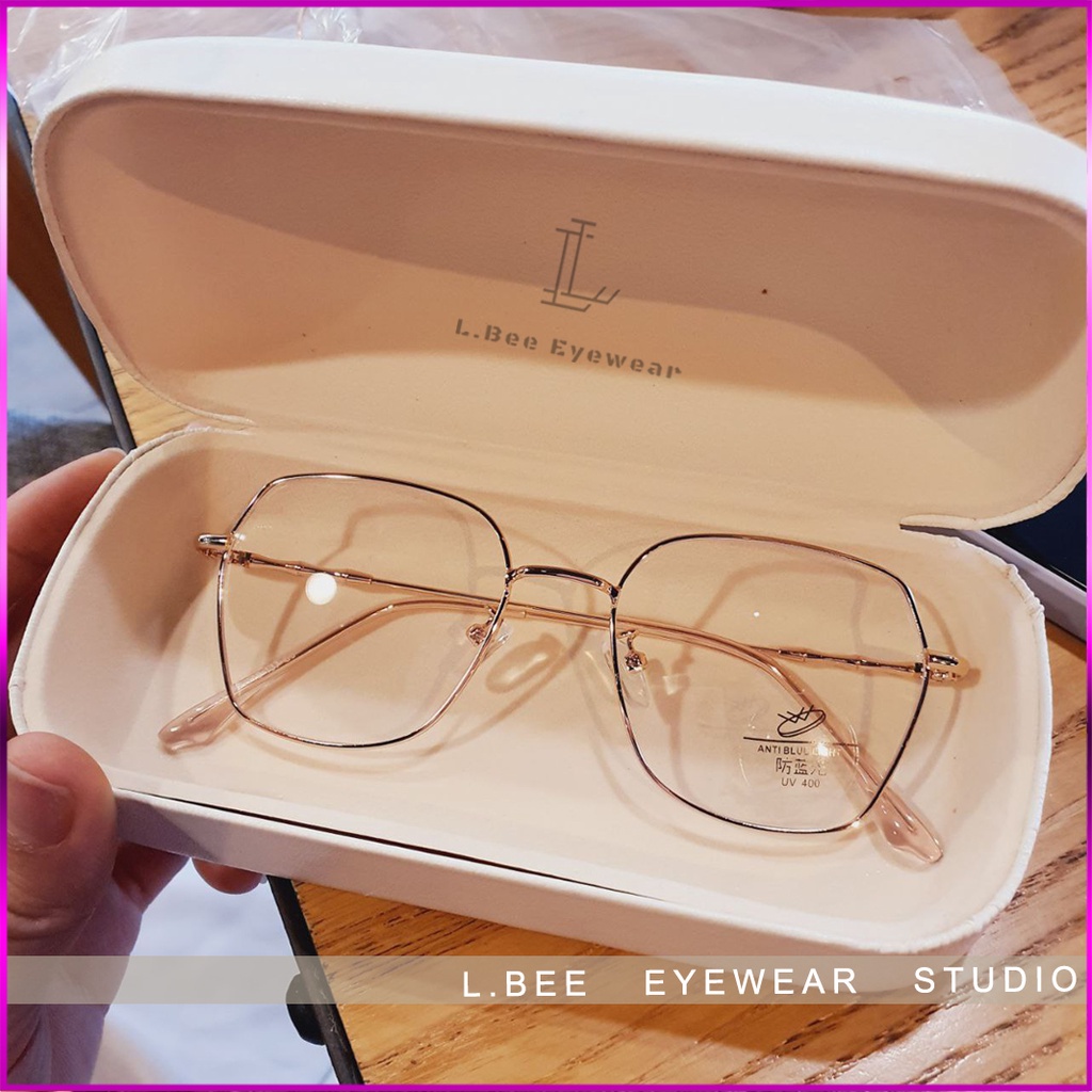 Gọng kính nam nữ L.BEE EYEWEAR mắt kính vuông to kiểu dáng unisex chất liệu kim loại mảnh 88L99