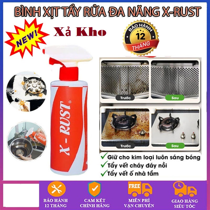 {Xả kho 3 ngày} Chai xịt X RUST tẩy sạch gỉ sét, xịt tẩy rửa nhà bếp tẩy rửa xoong nồi đánh bay mọi vết bẩn