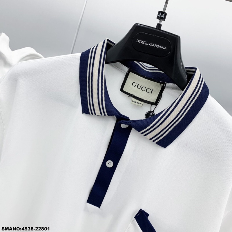 Áo polo nam GC thêu chữ túi phối kẻ cổ cực đẹp-Áo phông nam mới nhất