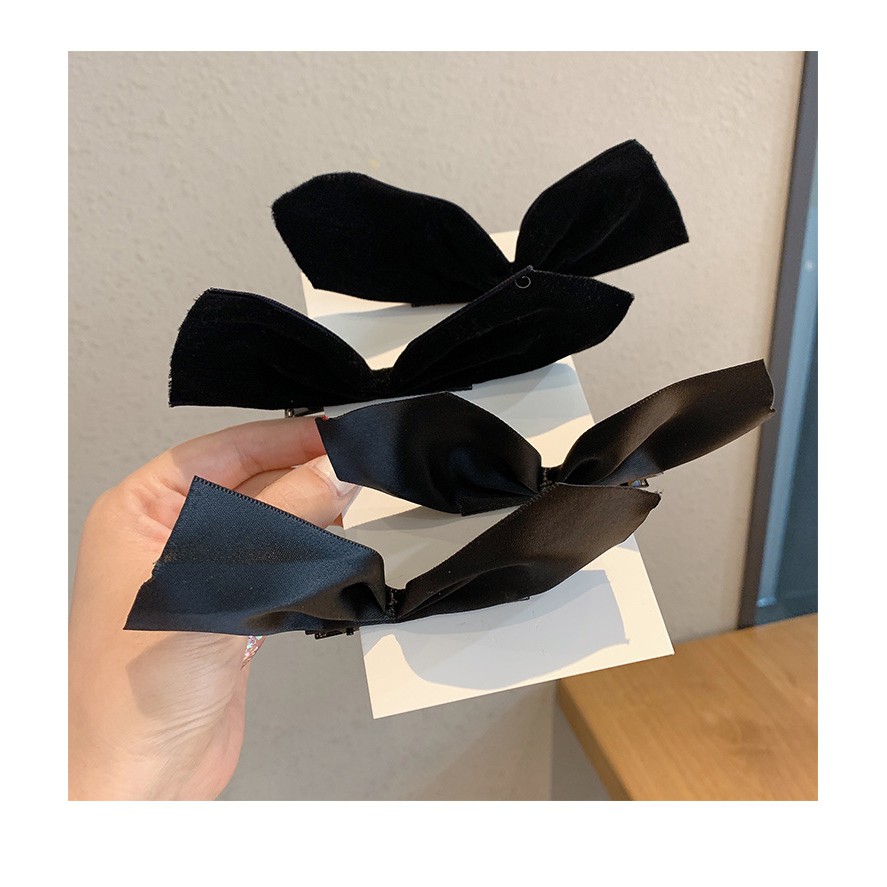 Kẹp Tóc Hình Nơ Màu Đen Phong Cách Hàn Quốc Cho Nữ