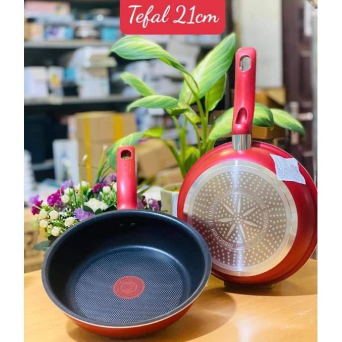 Chảo chiên, chảo chống dính Tefal So Chef 21cm cạn lòng màu đỏ đun bếp ga, bếp từ, bếp hồng ngoại- Chính hãng