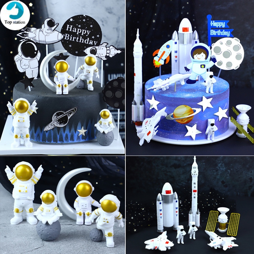 Set 3 phụ kiện trang trí bánh kem hình phi hành gia dễ thương