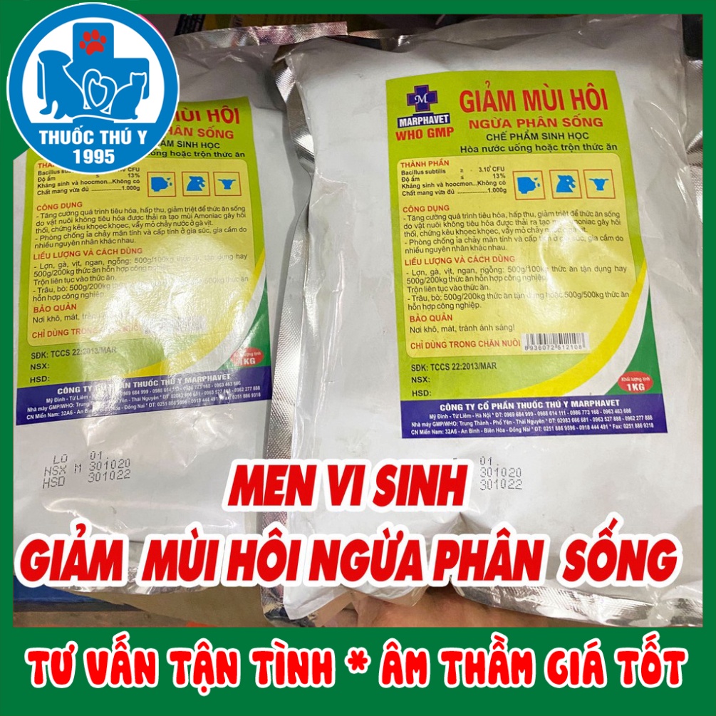 Giảm mùi hôi ngừa phân sống 1KG, giúp vật nuôi tiêu hóa hết thức ăn, phòng tiêu chảy