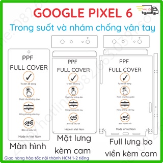 Dán PPF Google Pixel 6/ Pixel 6A loại trong, nhám, vân da cá sấu dành cho màn hình, mặt lưng