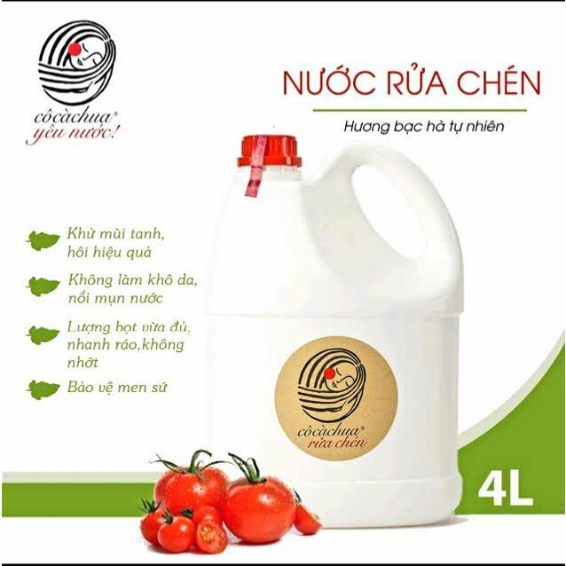 Rửa chén bát / Rửa tay hữu cơ Cô Cà Chua Can 4L