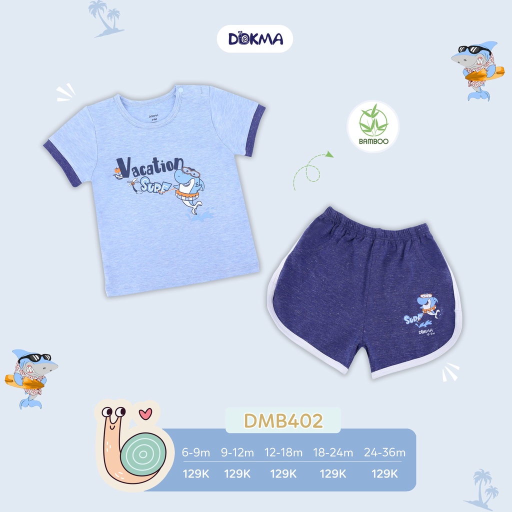 (9-36M) Bộ cộc tay bé trai Dokma vải sợi tre DMB402 DMB510