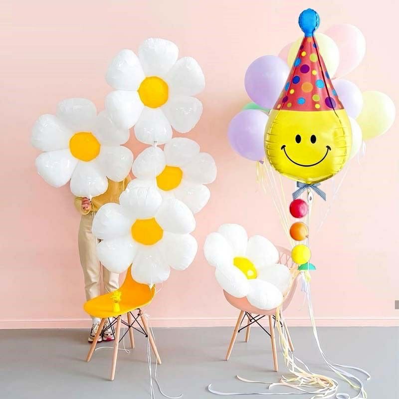Bong bóng hình hoa cúc, cúc họa mi trang trí tiệc sinh nhật, party dễ thương