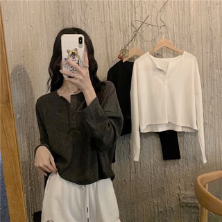 [HÀNG ORDER] Áo thun gân tay dài khuy cổ gợi cảm bigsize ( có size to )