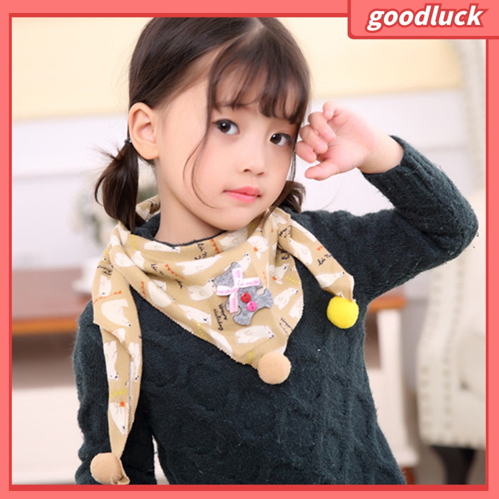 Bộ 3 Khăn Quàng Cổ Hình Tam Giác Họa Tiết Hoạt Hình Dễ Thương Cho Bé