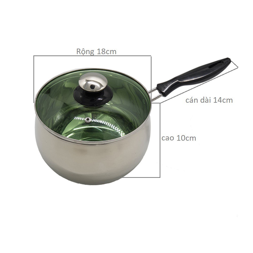 Nồi quánh bột, quấy bột trẻ em  Hoàng gia  Inox 2 đáy nấu bếp từ Cỡ 12cm,14cm sản xuất việt nam