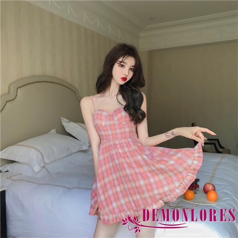Đầm không tay Họa Tiết Caro Thời Trang Quyến Rũ