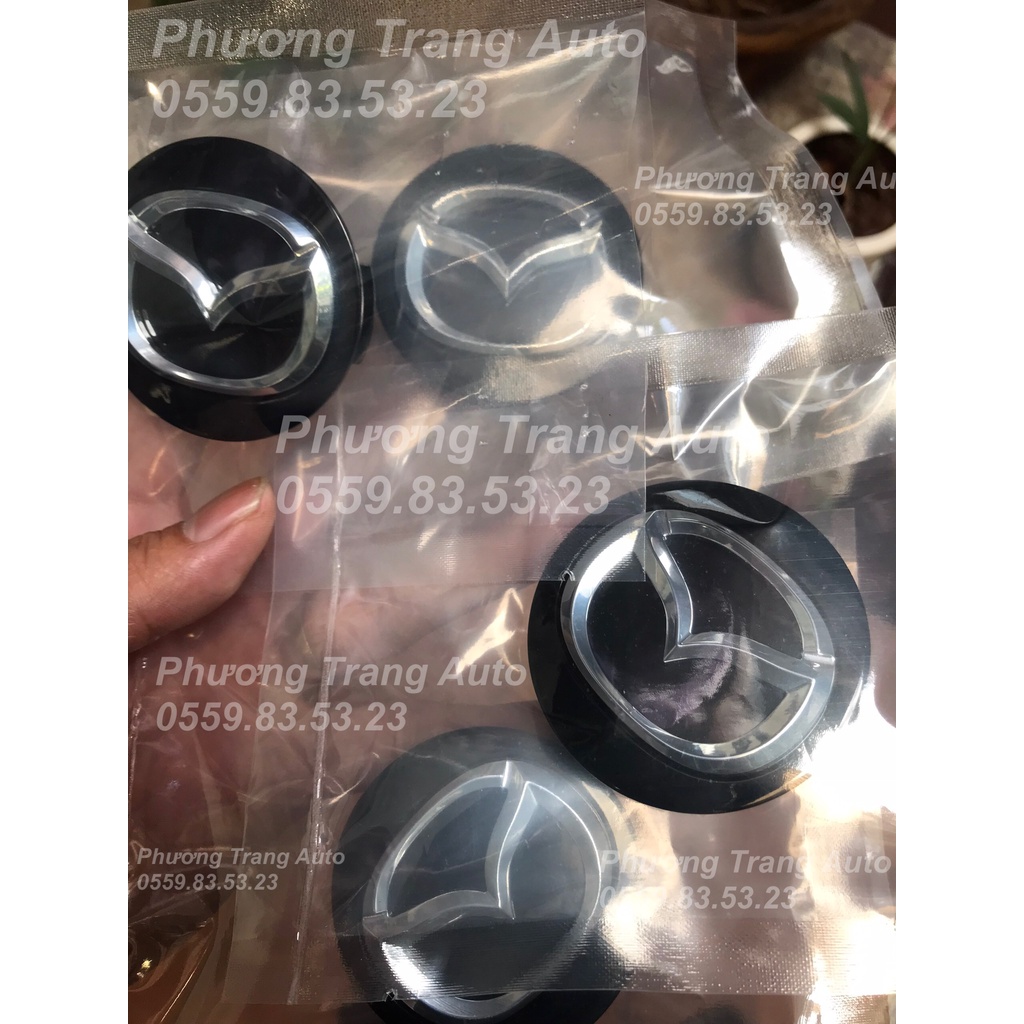 Logo chụp mâm -Logo ốp vành lazang bánh xe mazda đường kính 57mm màu đen bằng nhựa ABS cao cấp