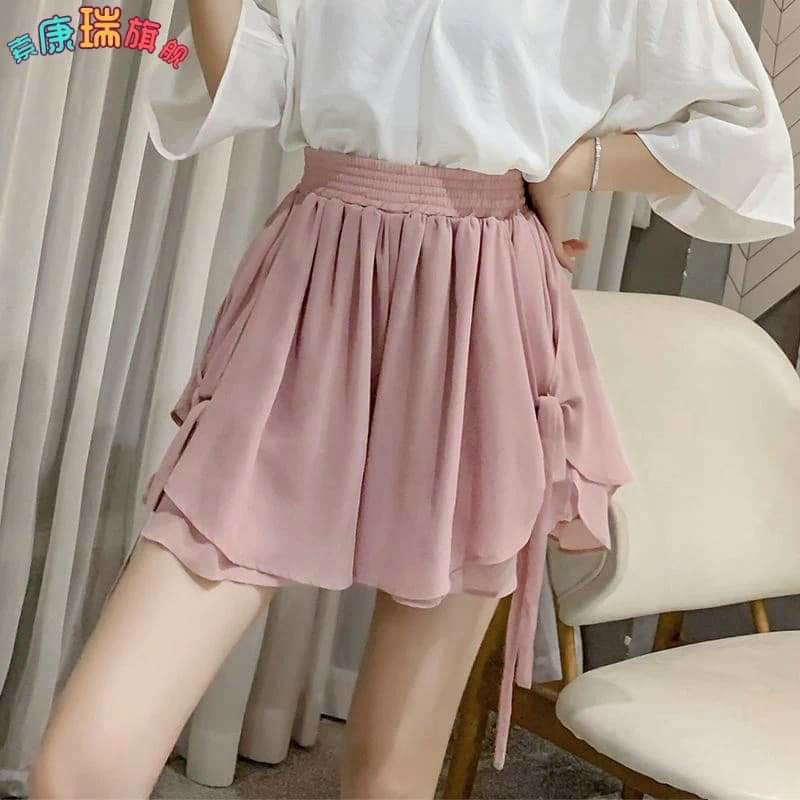 Quần váy voan lưng thun cột nơ lưng cao 2 lớp điệu đà trẻ trung TU130