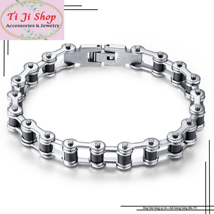 LẮC TAY INOX NAM KIỂU DÂY XÍCH XE CỰC ĐỘC ĐẸP KHÔNG ĐEN