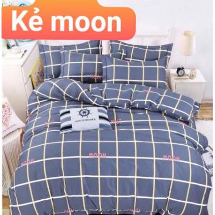 [Free ship-Xả hàng]Bộ Ga Gối Cotton Poly đệm 15-20cm,chát chọn mẫu,kẻ moon