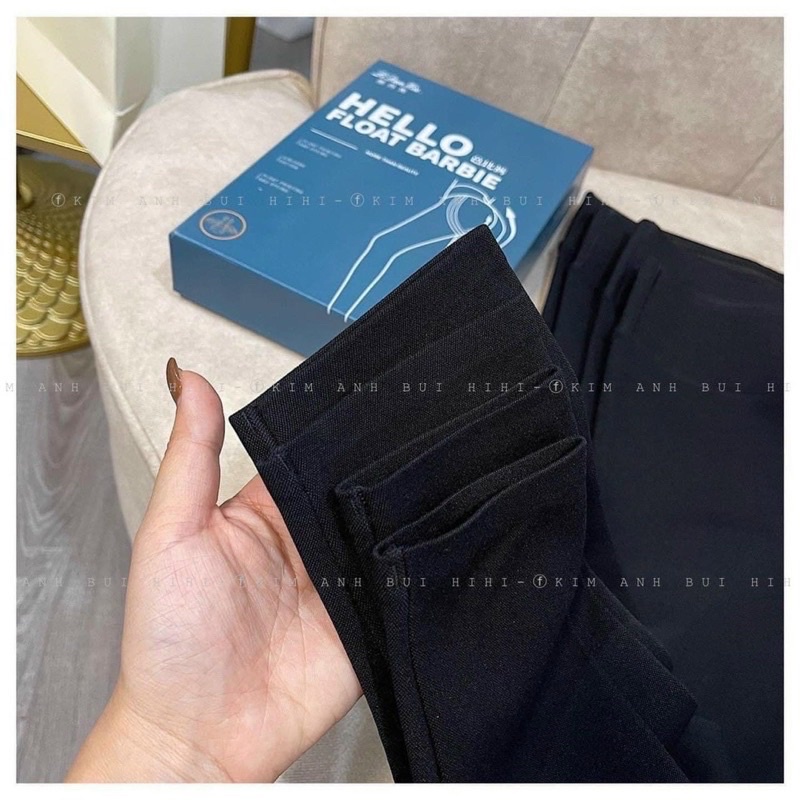 Quần legging hộp xanh co dãn cạp cao