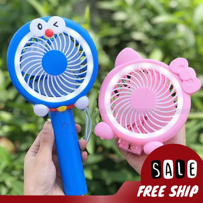 [CHÍNH HÃNG] Quạt cầm tay Mini hình Doreamon đèn LED 3 Tốc độ - Mini Fan xua tan nóng bức, nhỏ gọn tiện dụng, xinh xắn