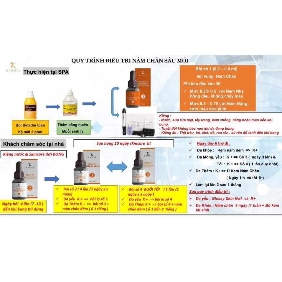 [Kamel] Bộ xóa nám chân sâu tại S.pa - 1 lọ số 1 (30ml), 3 lọ số 2 (10ml), 3 lọ số 3 (10ml), 3 lọ số 4 (10ml)