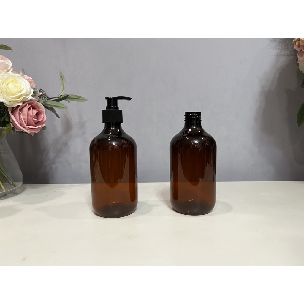 Chai Nhựa Pet 500ml Nâu Vai Thoải Chiết Mỹ Phẩm, Dầu Gội, Sữa Tắm, Nước Rửa Tay, Dung Dịch Dạng Lỏng, Dạng Đặc