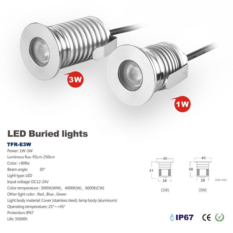 Bóng Đèn Led 1w 3w Cree Ip67 D35Mm Dc12V 24v