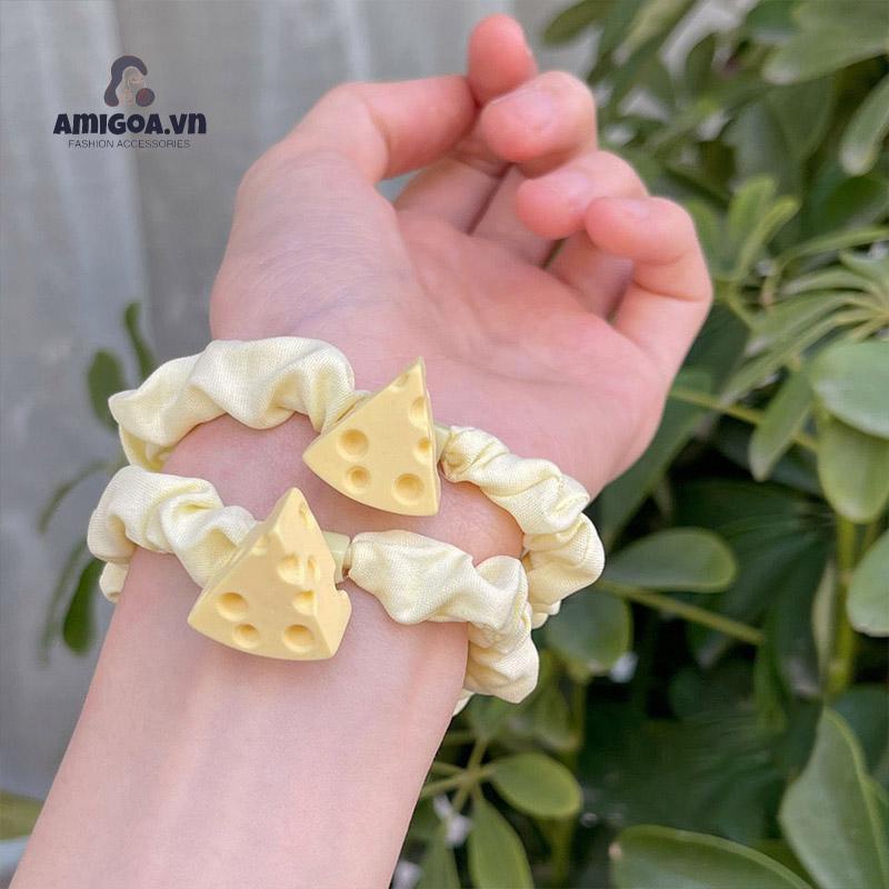 ✨✨Dây Cột Tóc Cỡ Lớn Họa Tiết Hoạt Hình Phô Mai Dễ Thương 2022 Cho Nữ