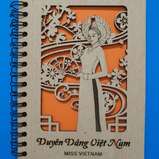 Sổ lưu niệm gỗ khắc laser (16cm x 11cm)