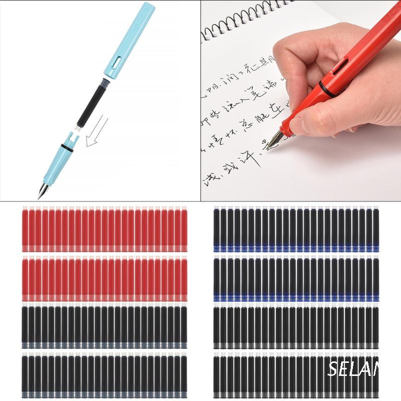 Set 50 lõi hộp mực cho bút có đường kính 3.4mm màu đen/xanh dương/xanh đen/đỏ