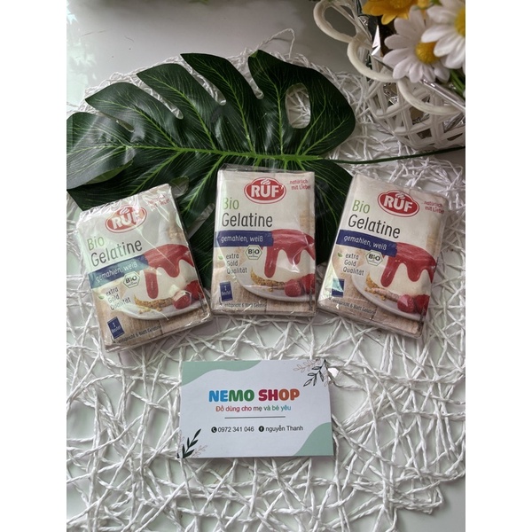 Bột Gelatin hữu cơ 9g/bột làm pudding,thạch rau câu, kẹo chip cho bé